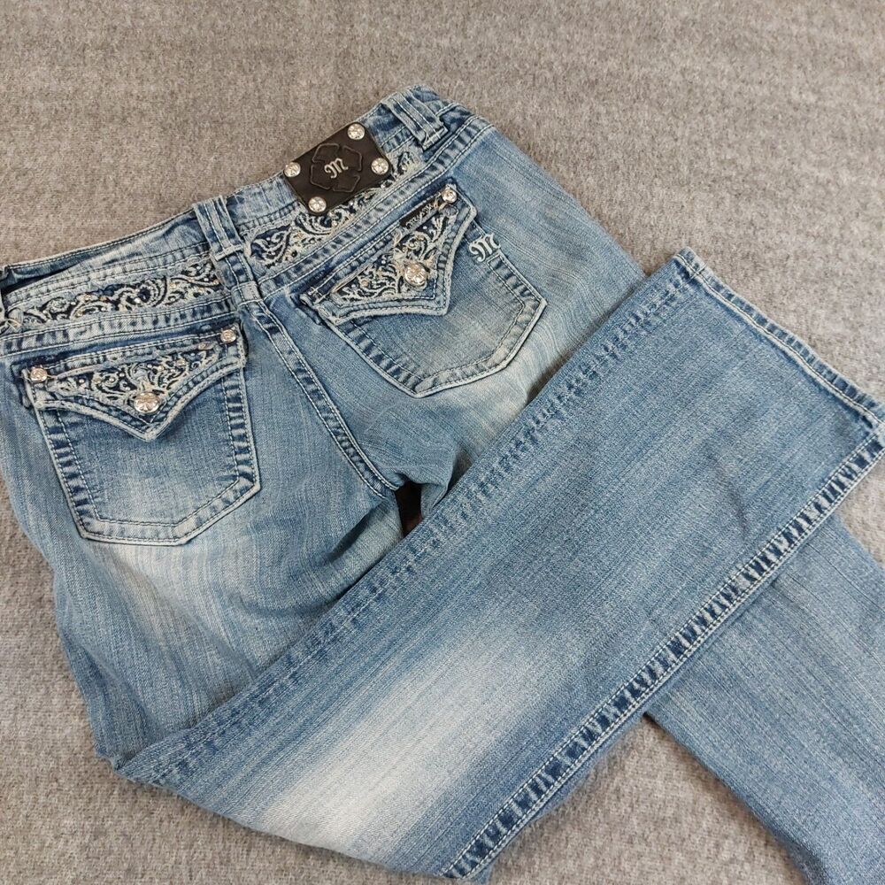 Miss Me Easy Boot Jeans Women's Size 29 (Fit 34x30.5) Blue Mid-Rise Cowgirl